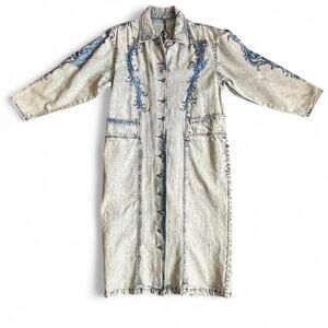 True Vintage 80s Structured Acid Wash Denim Duster – Artcore Hand Painted M